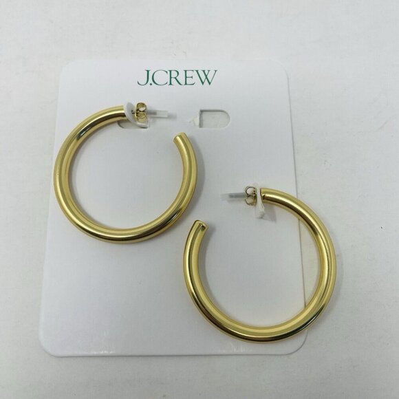 J Crew Womens One Size Tube Burnished Gold Large Hoop Earrings K4195 $39 - Picture 3 of 7